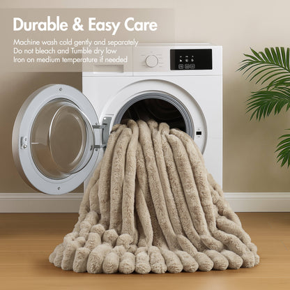 Faux Fur Fluffy Ribbed Bedding Comforter Set