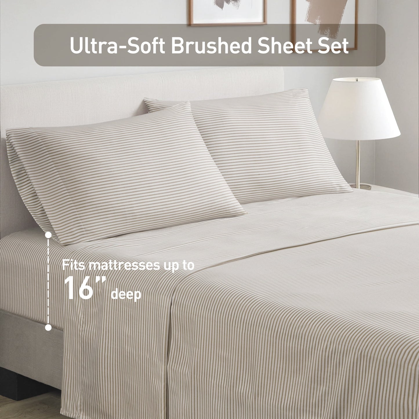 Stripe Comforter Set Bed in a Bag Bedding Set for Dorm Room, Comforter Bed Set with Flat Sheet and Fitted Sheet