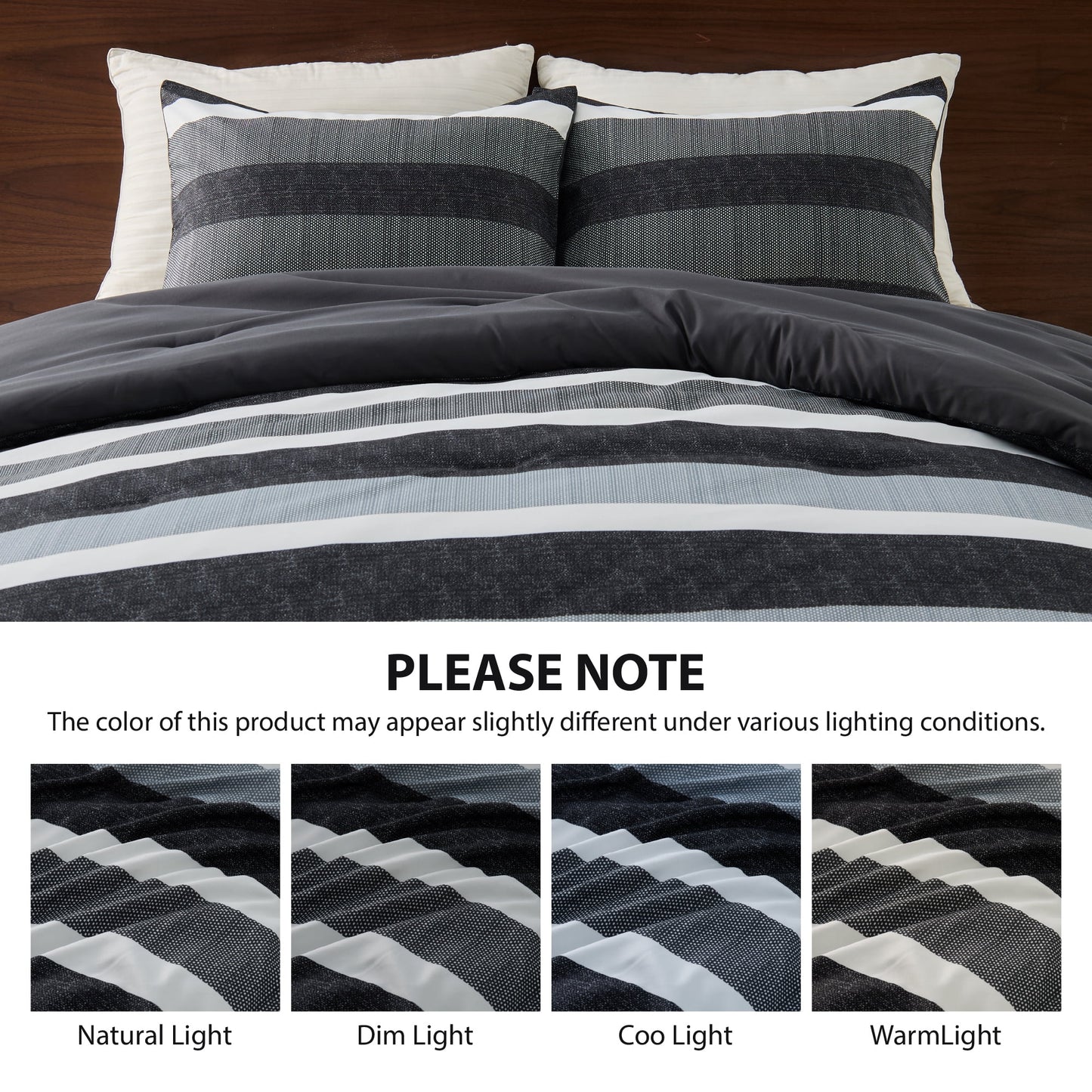 Reversible Striped Comforter Set for Dorm Bedding, Lightweight All Season Comforter Bed Set