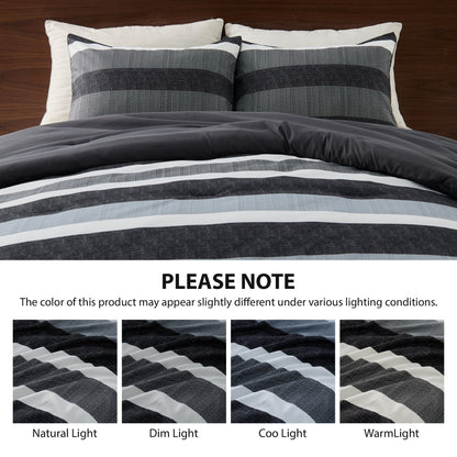 Reversible Striped Comforter Set for Dorm Bedding, Lightweight All Season Comforter Bed Set
