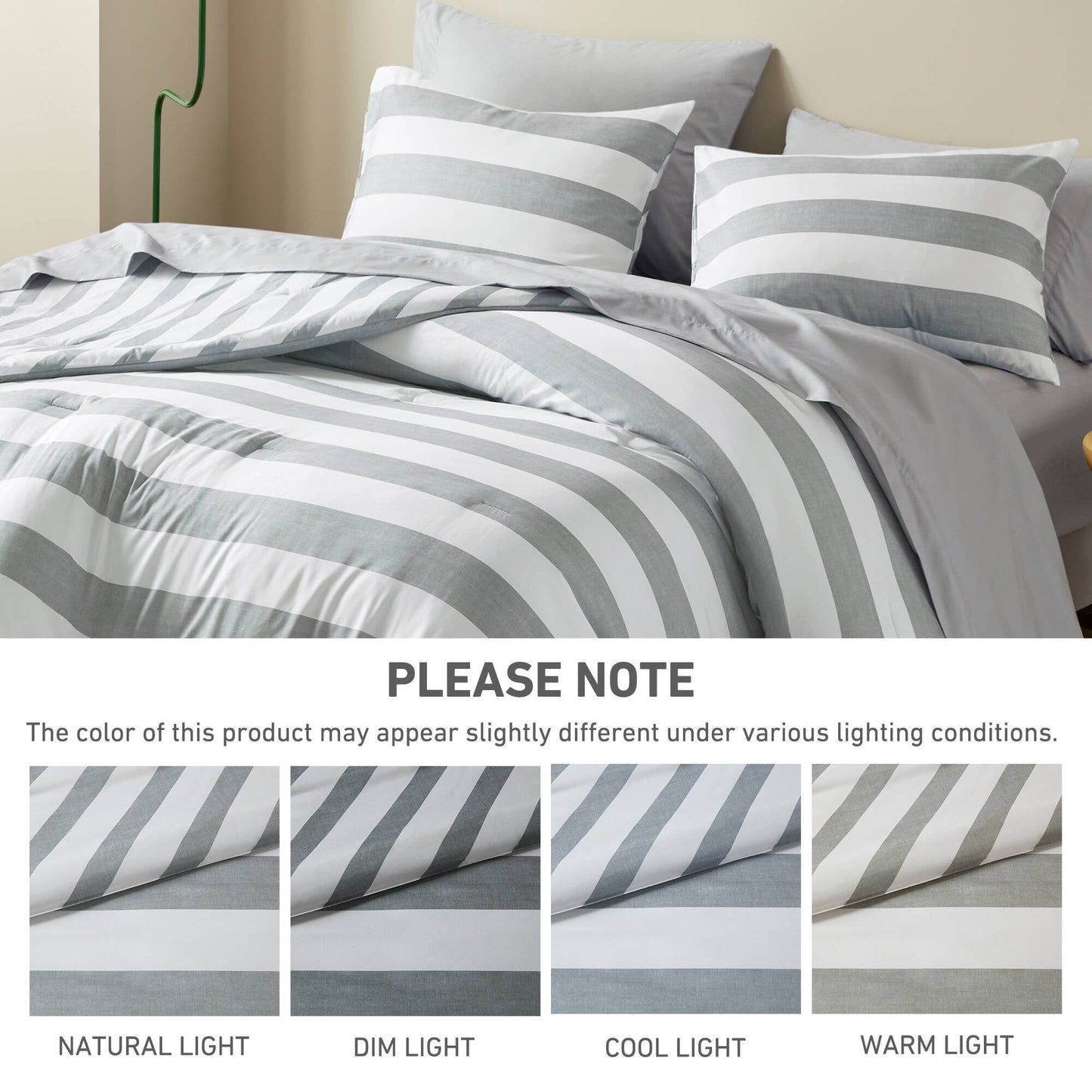 Textured Stripe Print Bedding Comforter Set