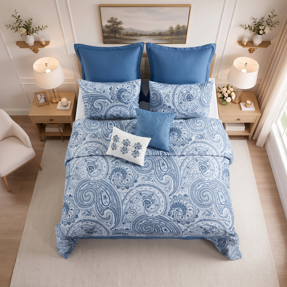 Kamira Cotton Paisley Floral Reversible Comforter Set