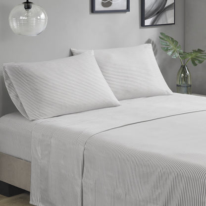 7 Piece Stripe Comforter Set Bed in a Bag Bedding Set for Dorm Room, Comforter Bed Set with Flat Sheet and Fitted Sheet