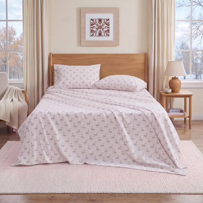 Cotton Flannel Sheet Set, 100% Cotton Bed Sheets Set with Deep Pocket