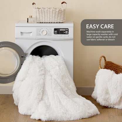 Solid Shaggy Long Fur Comforter Mini Set