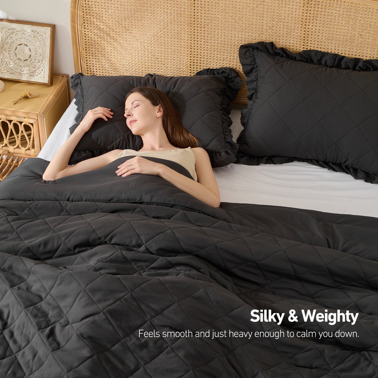 Diamond Quilted Ruffle Comforters Solid Bedding Comforters Sets