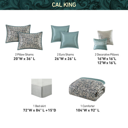 Jacquard Comforter Set with Bedskirt and Decor Pillows