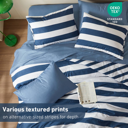 Textured Stripe Print Bedding Comforter Set
