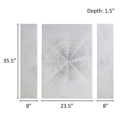 3-piece Canvas Wall Art Set, Silver Sand Hand Embellished Abstract