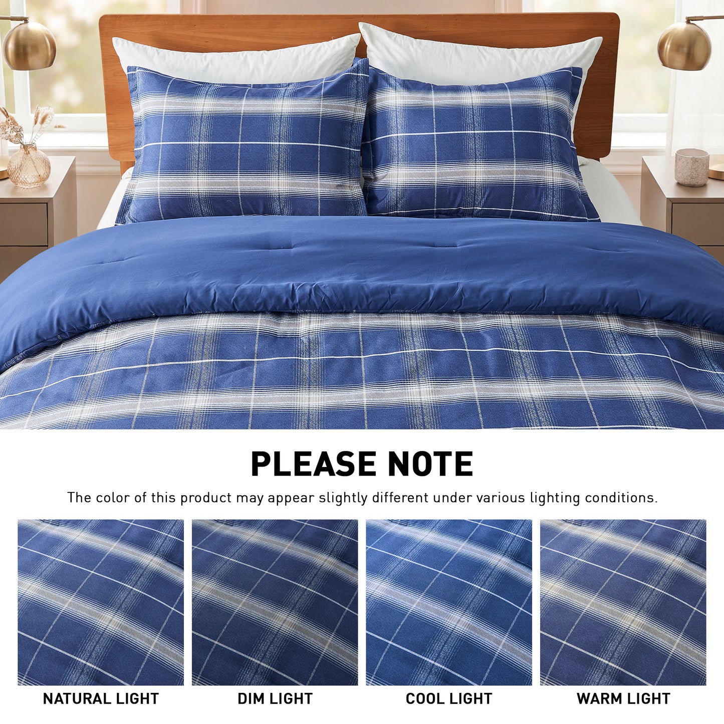 Plaid Reversible Comforter Sets with Pillow Shams