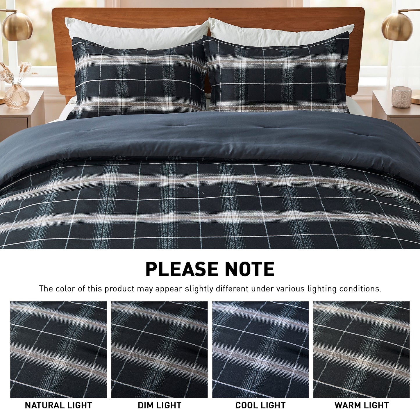 Plaid Reversible Comforter Sets with Pillow Shams
