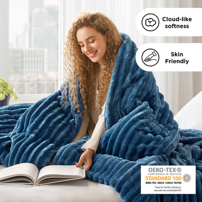 Fluffy Ribbed Plush Comforter Set