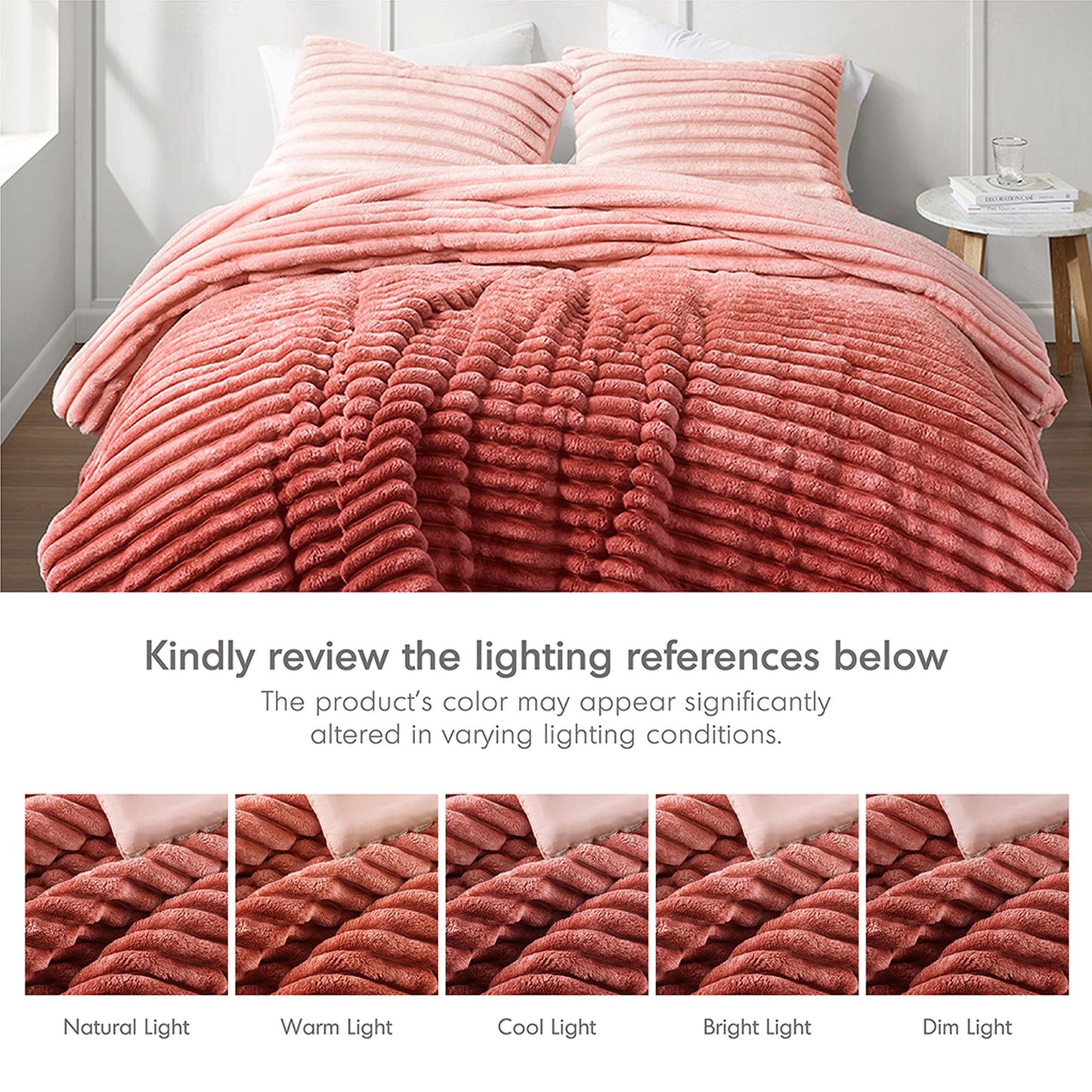 Fluffy Ribbed Plush Comforter Set