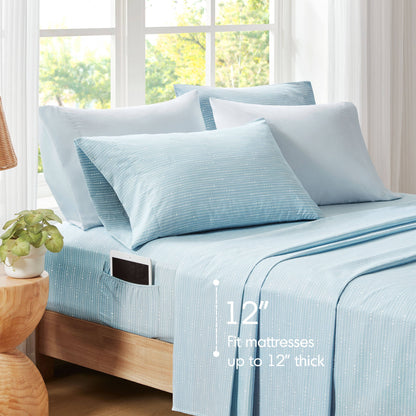 Seersucker Comforter Set with Sheets, Botanical Bed in A Bag