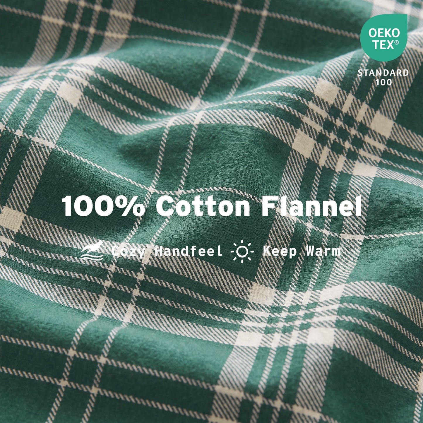 Cotton Flannel Sheet Set, 100% Cotton Bed Sheets Set with Deep Pocket