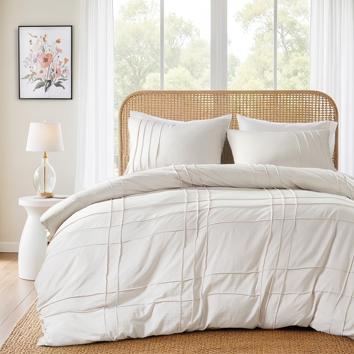 Soft Washed Pleated Duvet Cover Set