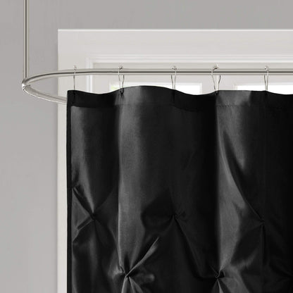 Shower Curtain Faux Satin Bath Curtain with 12 Button Holes Lightweight Bathroom Curtain Decor