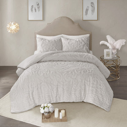 3 Piece Cotton Chenille Comforter Set