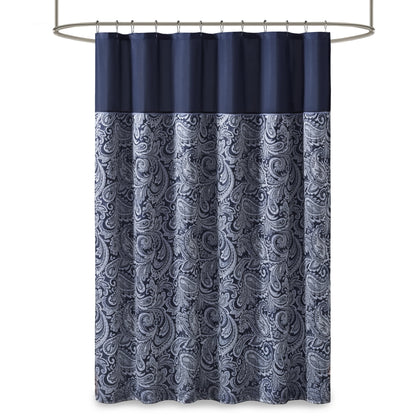 Shower Curtain Traditional Jacquard Bath Curtain with 12 Button Holes