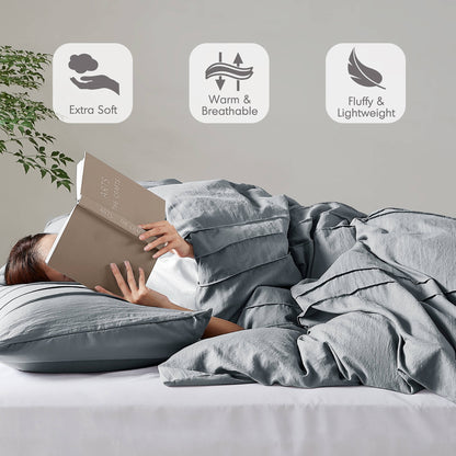 Soft Washed Pleated Comforter Set