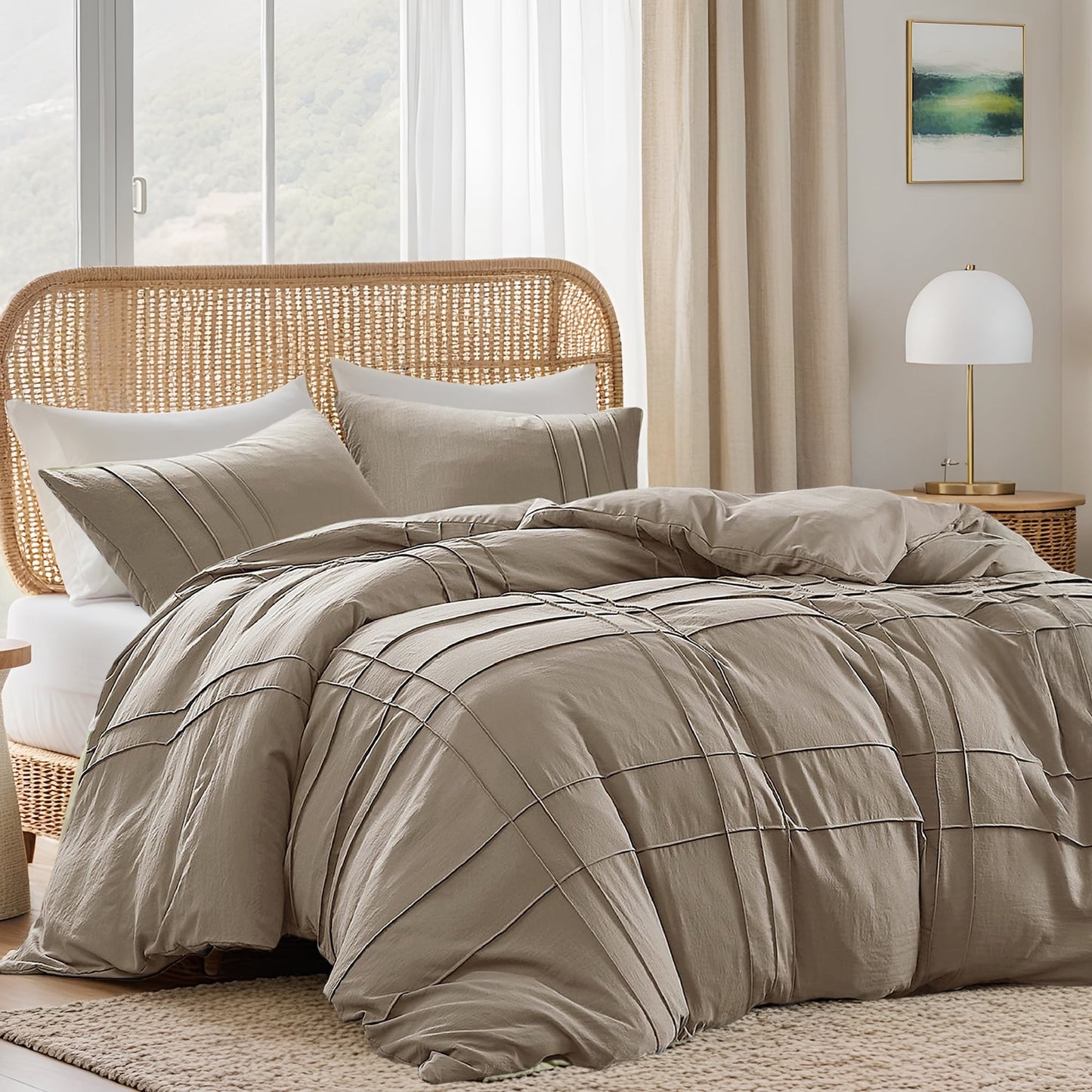 Soft Washed Pleated Duvet Cover Set
