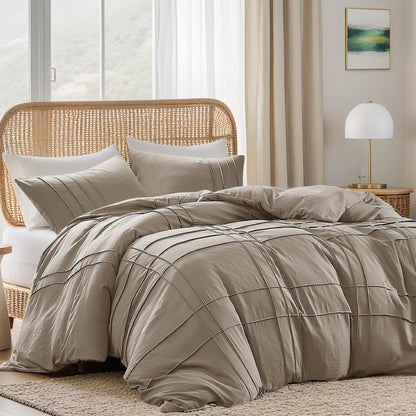 Soft Washed Pleated Duvet Cover Set
