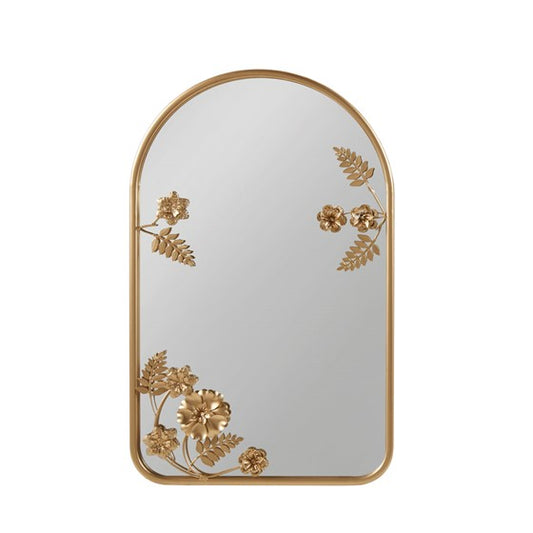 Arched Metal Floral Wall Mirror