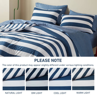Textured Stripe Print Bedding Comforter Set