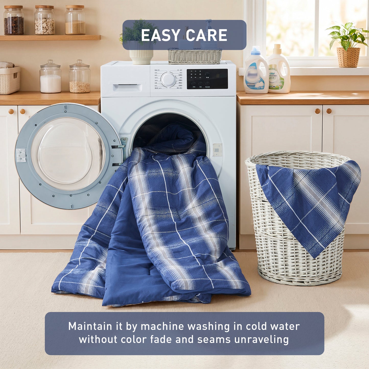 Plaid Reversible Comforter Sets with Pillow Shams