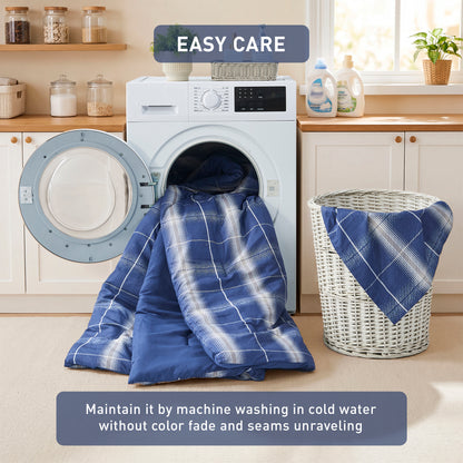Plaid Reversible Comforter Sets with Pillow Shams
