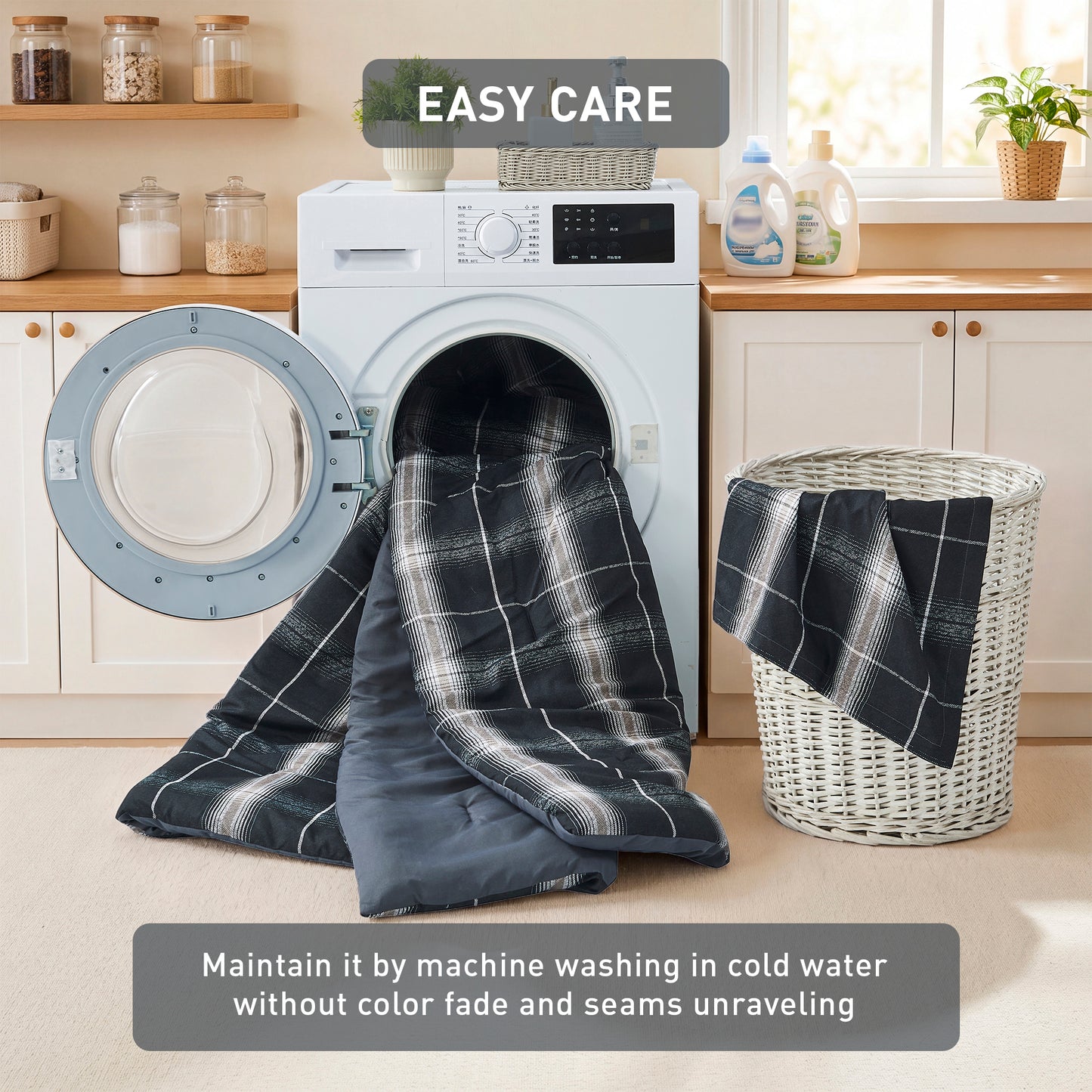 Plaid Reversible Comforter Sets with Pillow Shams