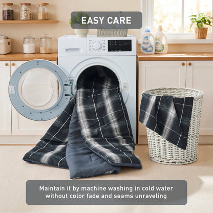 Plaid Reversible Comforter Sets with Pillow Shams