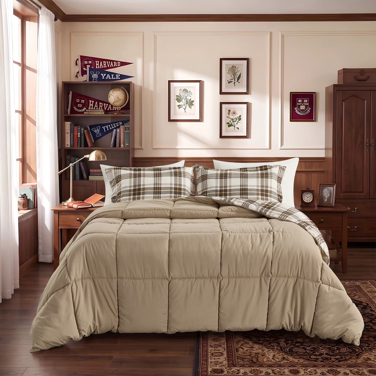 Harrison Plaid Reversible Comforter Bed Set with Pillow Shams