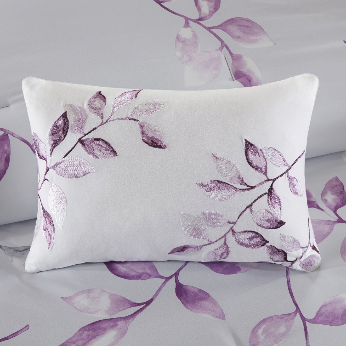 9-Piece Botanical Comforter Set, Cotton Bed in A Bag with Bedskirt,Purple