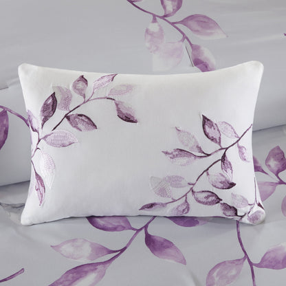 9-Piece Botanical Comforter Set, Cotton Bed in A Bag with Bedskirt,Purple