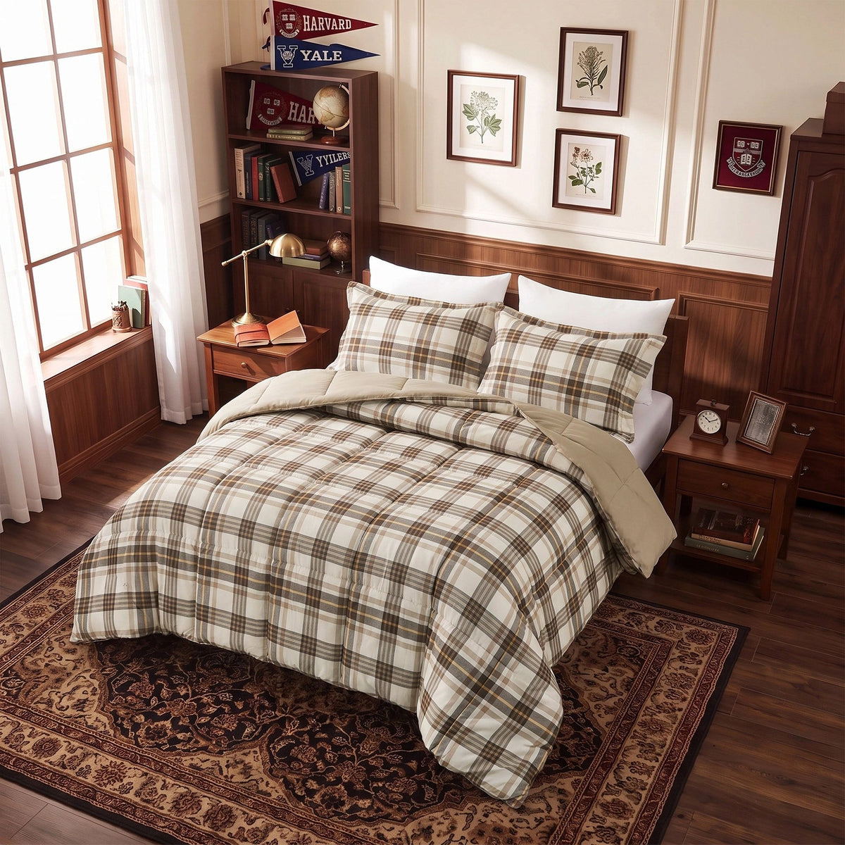 Harrison Plaid Reversible Comforter Bed Set with Pillow Shams