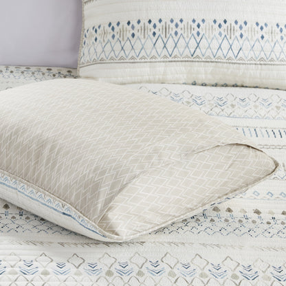 3 Piece Printed Microfiber Seersucker Quilt Set