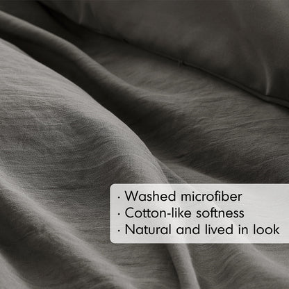 Soft Washed Pleated Duvet Cover Set