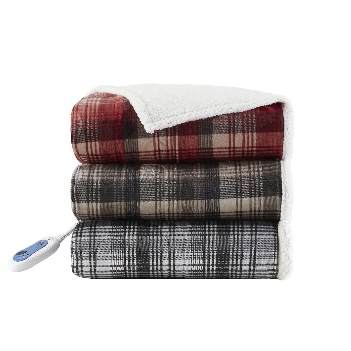 Oversized Mink to Berber Heated Throw, 60x70", Red