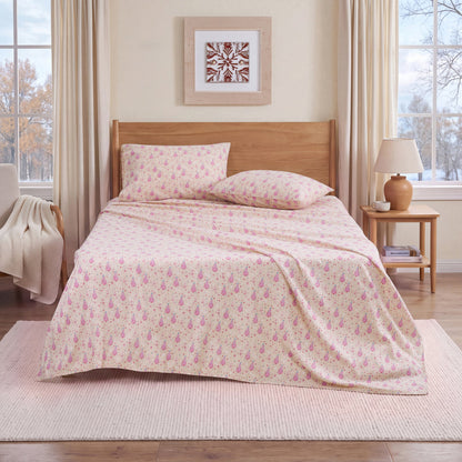 Cotton Flannel Sheet Set, 100% Cotton Bed Sheets Set with Deep Pocket