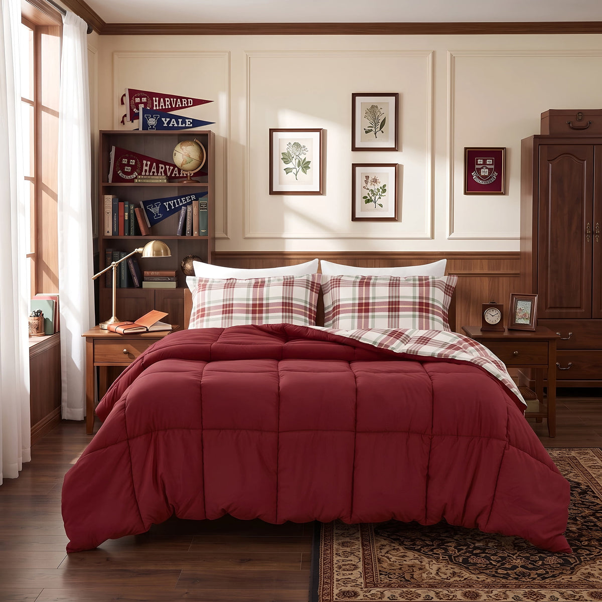 Harrison Plaid Reversible Comforter Bed Set with Pillow Shams