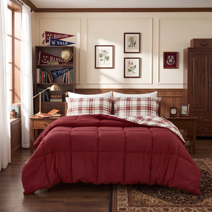 Harrison Plaid Reversible Comforter Bed Set with Pillow Shams
