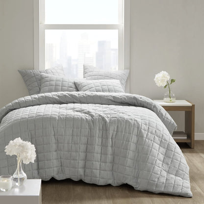 Single Quilted Euro Sham, Grey
