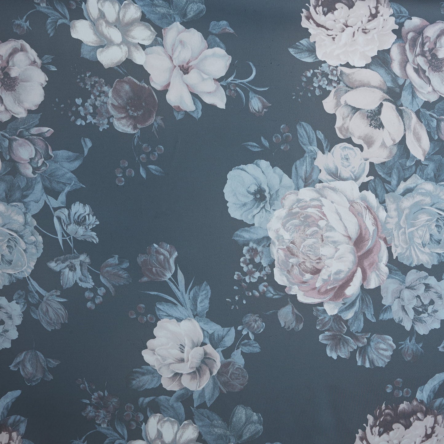 Printed Floral Rod Pocket and Back Tab Voile Sheer, Navy