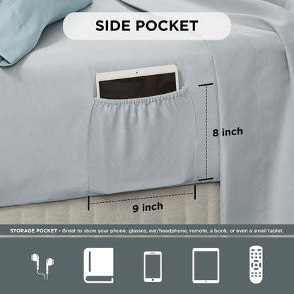 Floral Comforter Set with Sheets and Side Storage Pockets