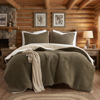 Waffle-Knit Chenille Comforter Set