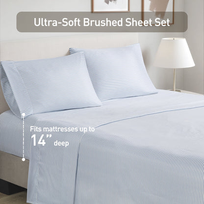Stripe Comforter Set Bed in a Bag Bedding Set for Dorm Room, Comforter Bed Set with Flat Sheet and Fitted Sheet