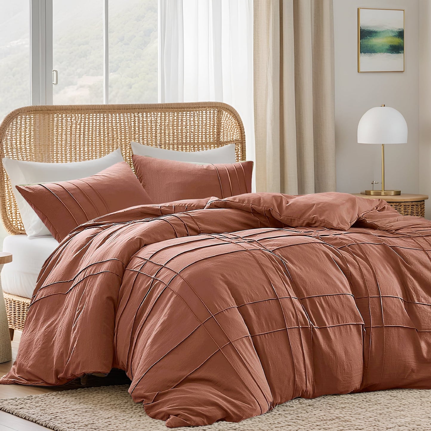 Soft Washed Pleated Duvet Cover Set