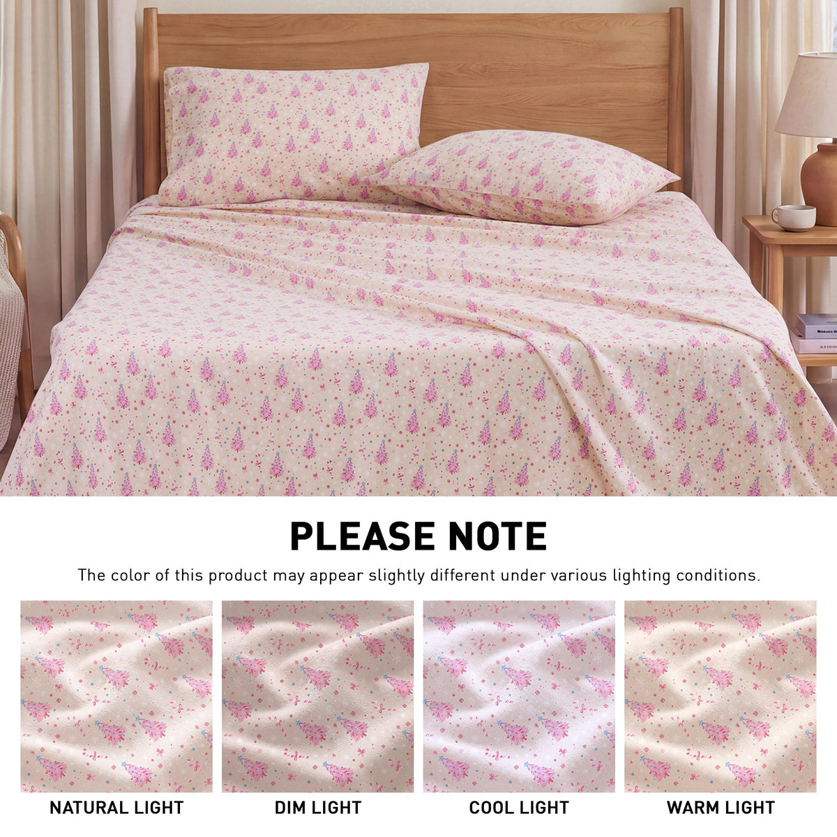 Cotton Flannel Sheet Set, 100% Cotton Bed Sheets Set with Deep Pocket