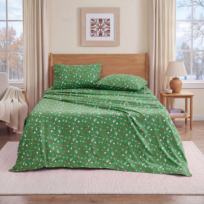 Cotton Flannel Sheet Set, 100% Cotton Bed Sheets Set with Deep Pocket